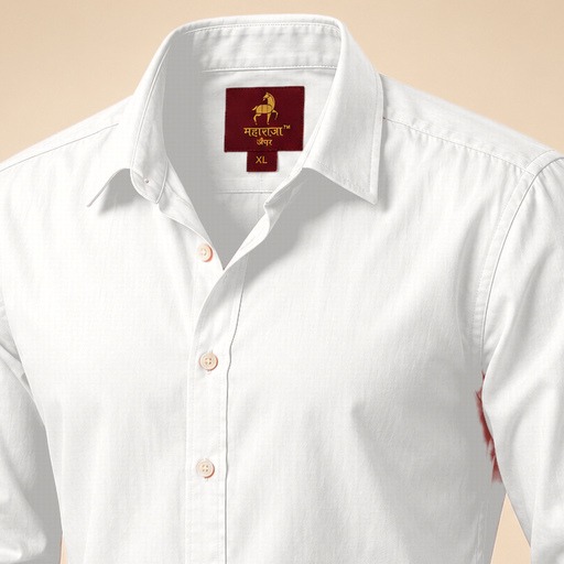 Woven Maharaja Jeypar neck label with gold stallion crest